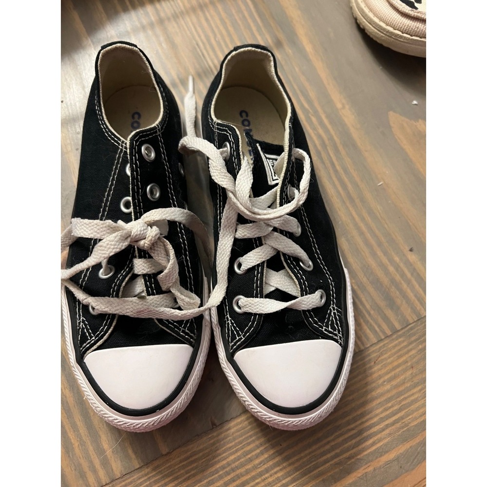 Converse All‎ Star Black Low Top Youth Shoes 13.5 Classic Canvas Skater Retro